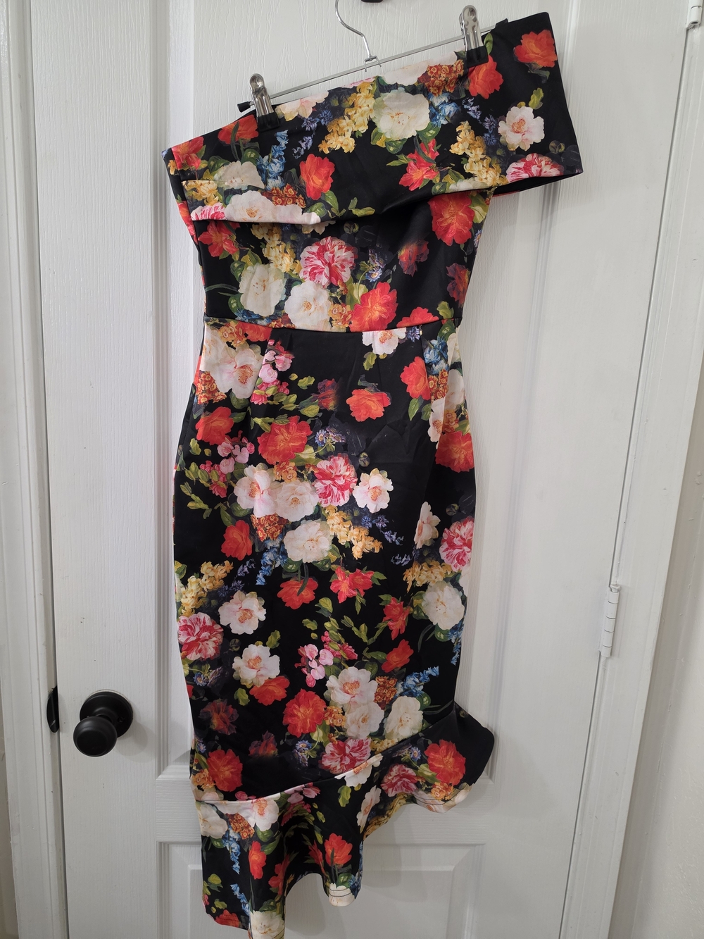 & Other Stories Floral One-Shoulder Asymmetric Midi Dress
